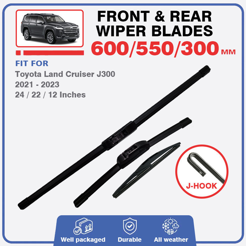 ใบปัดน้ําฝนด้านหน้าด้านหลังสําหรับToyota Land Cruiser 300 2021 2022 2023 2024 LC 300 GRกีฬาแปรงกระจก