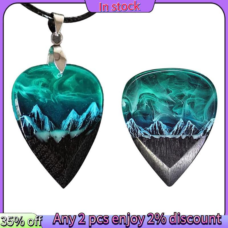 ในสต็อก-Guitar Touch Pick Epoxy Resin Guitar Pick Northern Lights Necklace Guitar Pick