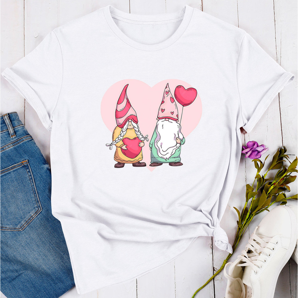 เสื้อยืด tw การค้าต่างประเทศพิมพ์หัวใจรอบคอ Cross-Border การ์ตูนเกาหลีเสื้อแขนสั้น t HTK0