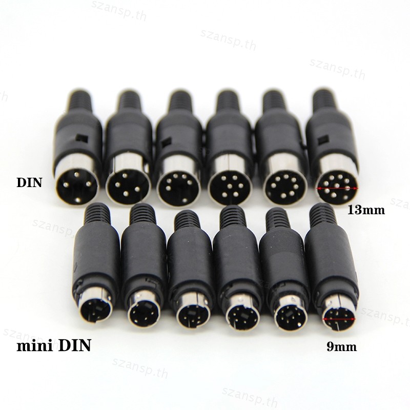 Mini 3/4/5/6/7/8 Pins หรือ Din ปลั๊กชายพร้อมที่จับพลาสติกอะแดปเตอร์บัดกรี S Video Terminal สาย ps2 C
