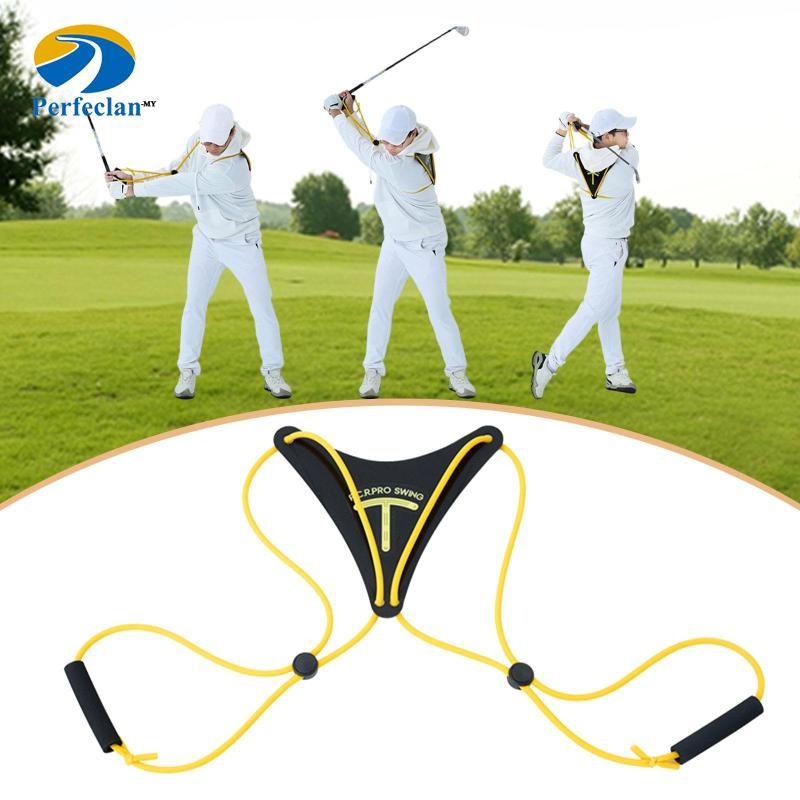 Perfeclan Golf Swing การจัดตําแหน่งเชือกยืดหยุ่นการฝึกอบรมกอล์ฟ Aid Swing Impact เครื่องมือออกกําลัง