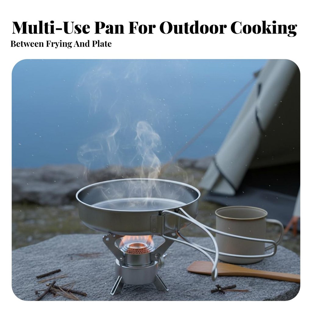ทําความสะอาดง่ายสแตนเลสพับ Skillet แม้การกระจายความร้อนสแตนเลส Camping Skillet Multi-Cooktop Compati