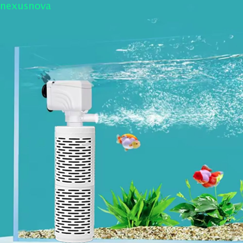 NEXUSNOVA ปั๊มกรองตู้ปลา, ถ้วยดูดเงียบ Aquarium ภายในกรอง, เครื่องกรองน้ํา Submersible 3 in 1 White Oxygen Air Pump Home