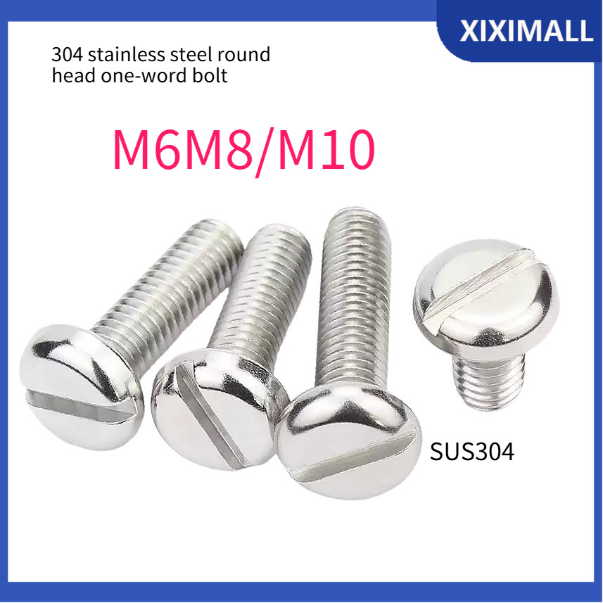 304 สแตนเลส one-slot สกรูหัวทรงกระบอก GB65 สกรู slotted หัวกลม bolt M6M8/M10XI-PH