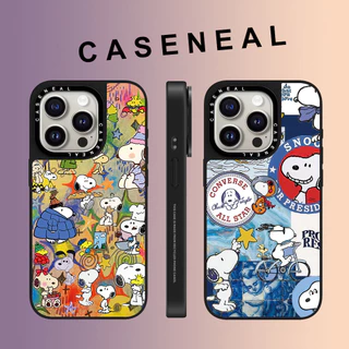 CASENEAL Graffiti น่ารักสุนัขแท็กกระจก face เคสโทรศัพท์สําหรับ iPhone 17 Pro Max 16 ProMax 15Pro 14 Plus 13 12 11 โทรศัพท์กันกระแทกขอบนุ่ม hard กรณีป้องกัน