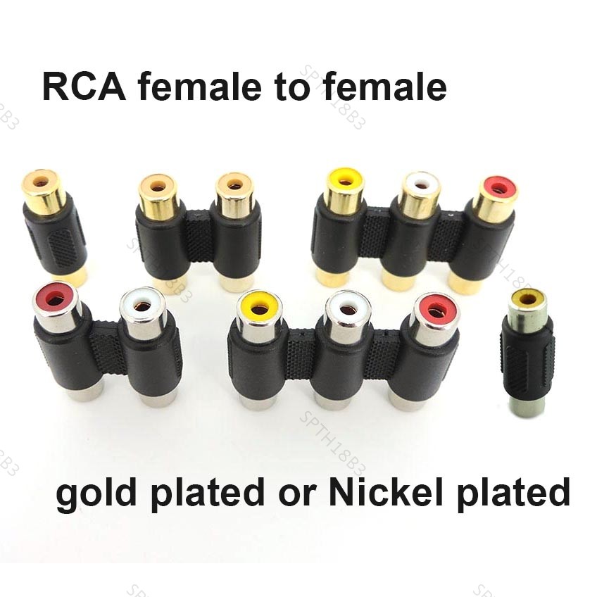 RCA Connector 2rca 3rca หญิง RCA 2rca 3rca หญิง AV Coupler อะแดปเตอร์ชุบทองปลั๊กซ็อกเก็ต Converter T