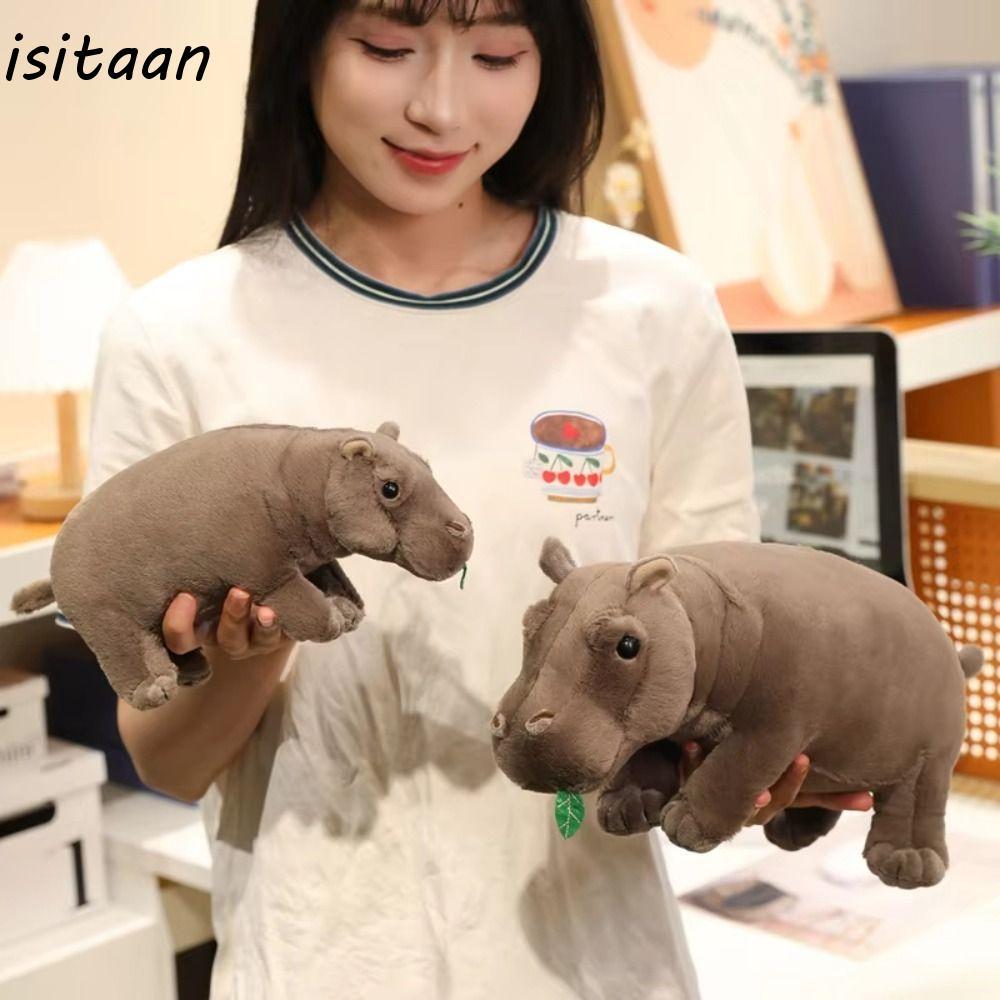 ISITAAN Hippo Plush Toy, จําลองตุ๊กตาการ์ตูน Hippo ตุ๊กตาสัตว์น่ารัก Reality 20 ซม.ตุ๊กตาตุ๊กตา Hipp
