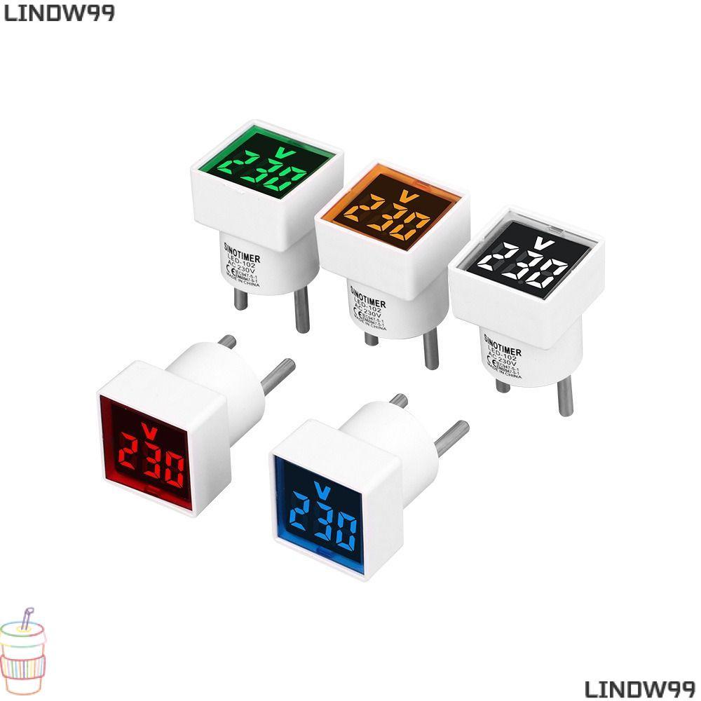 LINDW เครื่องวัดแรงดันไฟฟ้า, LED 220V/230V โวลต์มิเตอร์สแควร์, แบบพกพา AC EU Plug Display โวลต์มิเตอ