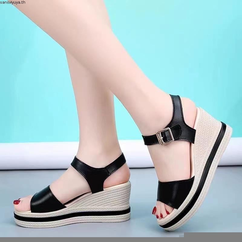 Genuine Leather Women's Sandals2024Summer New High Heel Casual Fashion Versatile Women's Sandals Fas