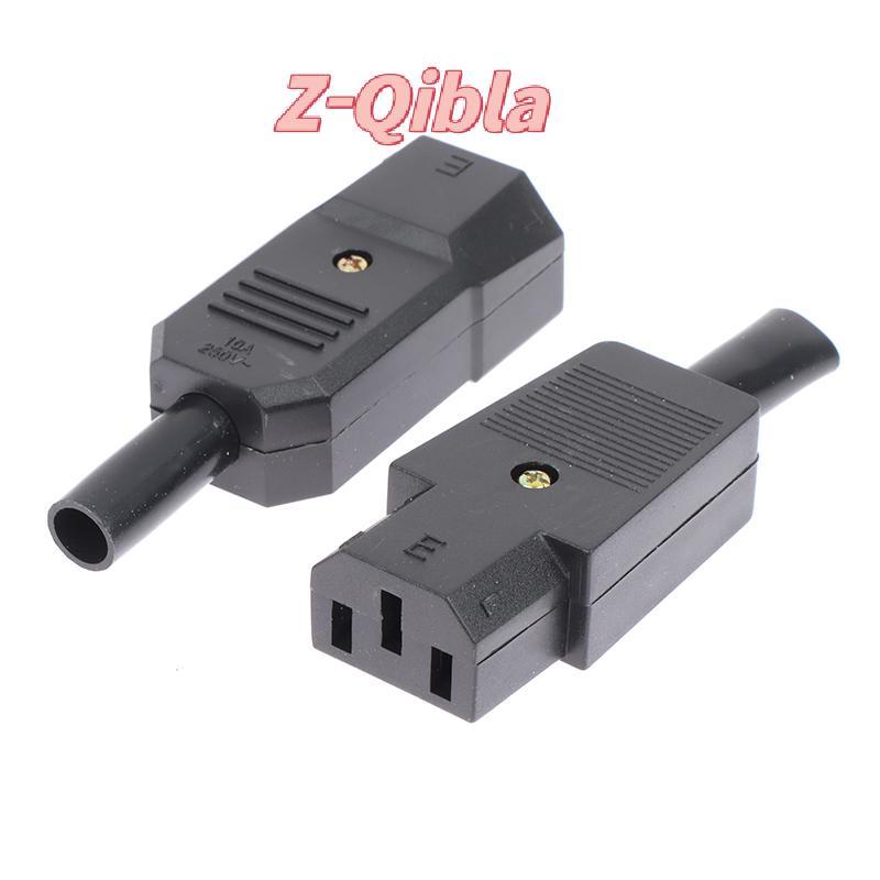 [Z-Qibla-t] AC 3Pin Soet ปลั๊กสายเคเบิลตรงขั้วต่อ C13 C14 10A 250V ปลั๊กหญิงชาย