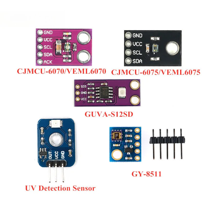 2-5pcs UV Detection Sensor โมดูล CJMCU-GUVA-S12SD VEML6075 VEML6070 UVA UVB S12SD ML8511 รังสีอัลตรา
