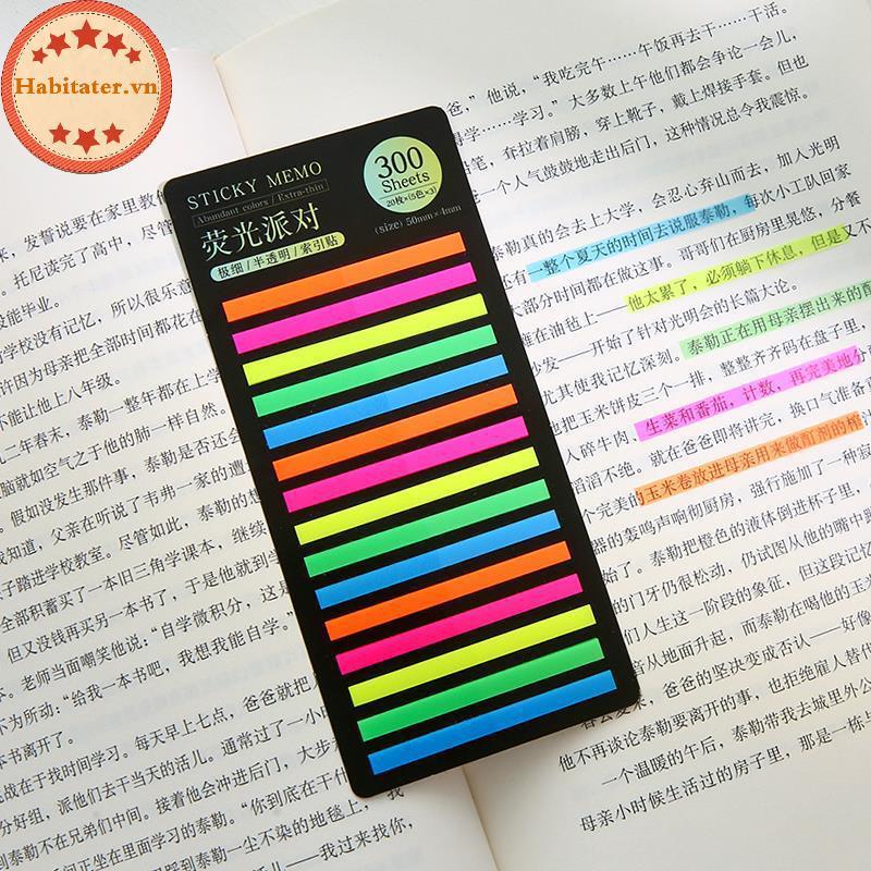TATER 300 แผ่น Rainbow สี Index Memo Pad Extra Thin Stiy เรืองแสงโปร่งใสหมายเหตุดัชนี Stiers กาวป้าย