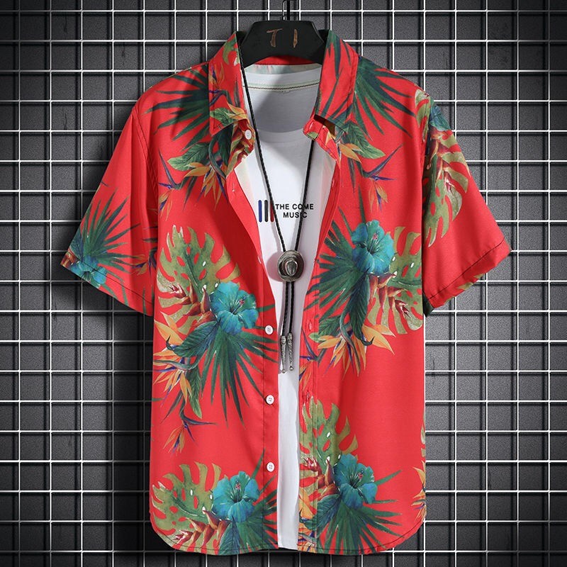 เสื้อฮาวายผู้ชาย แขนสั้น ผ้าแห้งเร็ว ลายดอกไม้ thumbnail 3