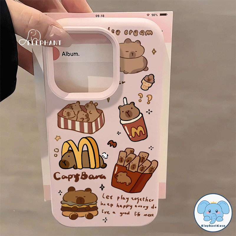 เคสไอโฟน17สำหรับ IPhone 16E 11 17 15 13 12 14 16 Pro Max 14 Pro 14 15 16 Plusยอดขาย เคส ซิลิโคอนเหลว ลายอาหารฟาสต์ฟู้ด