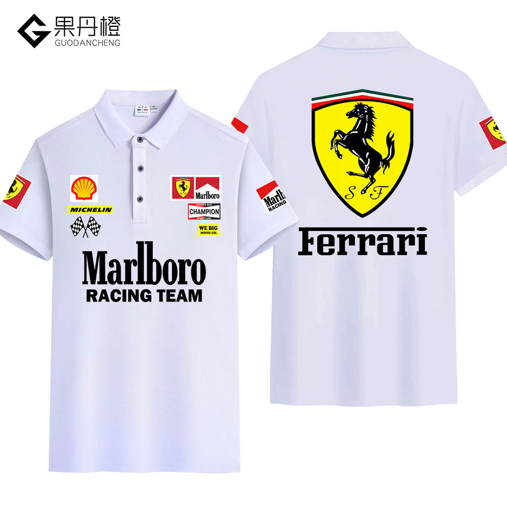 Summer Breathable Marlboro Fleet F1 Formula Car Lapel Short Sleeve POLO Shirt