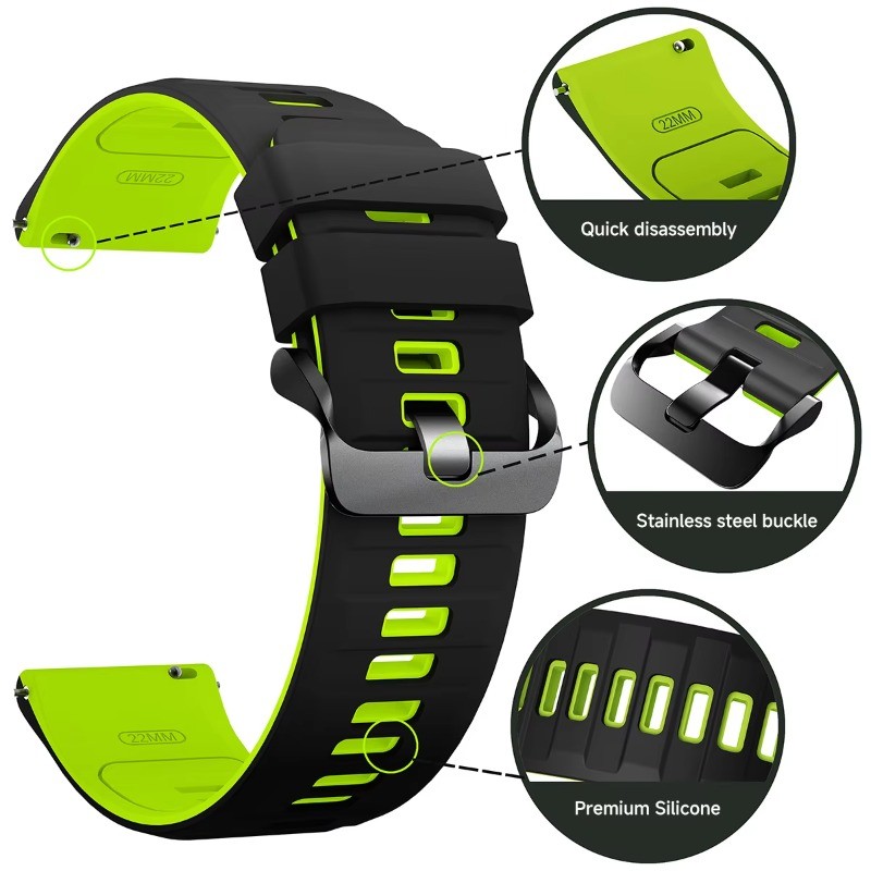 22 มม.Dual-Color Sport สายซิลิโคนสําหรับ Redmi Watch 5 Active/ 5 Lite สําหรับ Huawei นาฬิกา GT6/GT5/GT4 46 มม.สําหรับผู้ชายผู้หญิง - รูปที่ 2