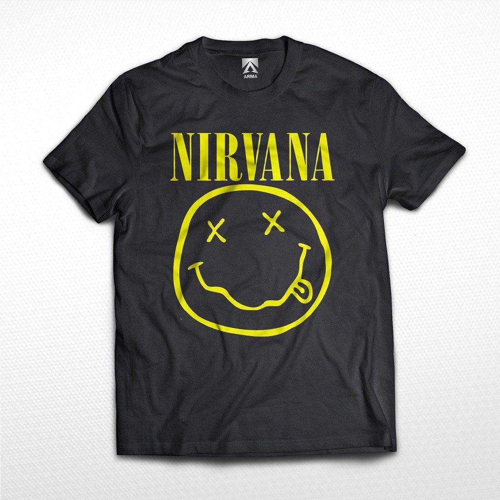 NIRVANA BAND T-SHIRT Smile Face / rock grunge เสื้อยืดเพลง distro unisex VINTAGE BAND T-SHIRT