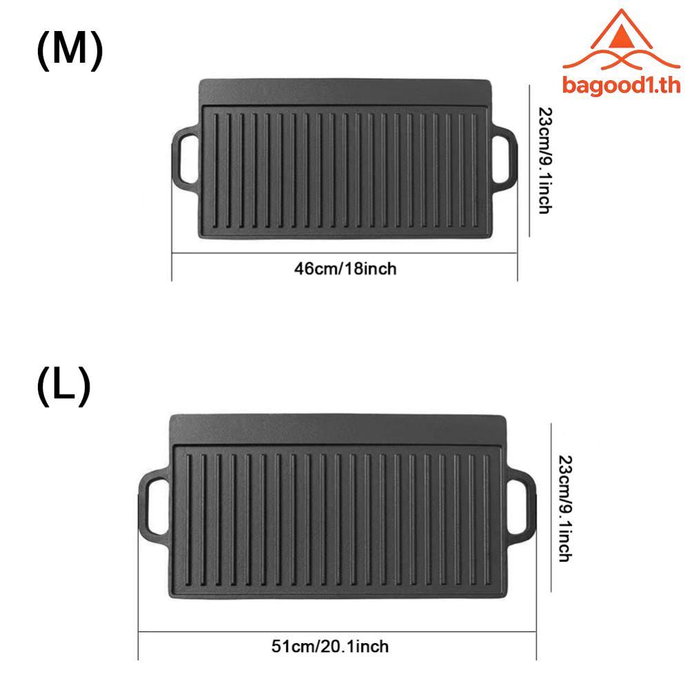 [จัดส่งในพื้นที่] แผ่นเหล็กเหล็กหล่อกระทะย่างสองด้านพร้อมแผ่นย่างด้ามคู่สําหรับสเต็กไข่ขนมปังน้ํามัน - รูปที่ 7