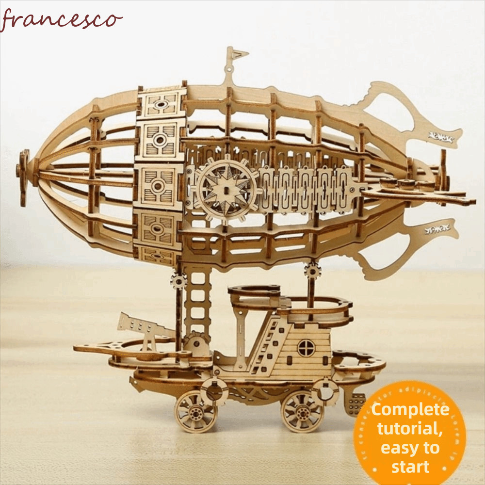 FRANCESCO Airship Model, Hand Craft 3D Puzzle 3D Wooden Puzzle, Toy Construction Mechanical Design W