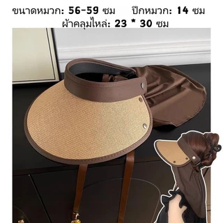 New หมวกกันแดด หมวกแฟชั่น มีผ้าคลุมไหล่ UPF50+ ป้องกันรังสี UV