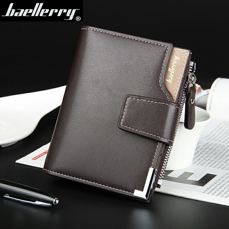 P251 baellerry wallet ผู้ชายสบาย ๆ สั้น ๆ ง่าย ๆ มัลติฟังก์ชั่แนวตั้งธุรกิจซิปกระเป๋าสตางค์พับสามทบ กระเป๋าสตางค์ใบสั้น