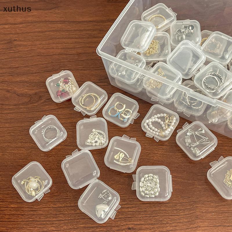 XUT กล่องเก็บของป้องกันการเกิดออกซิเดชันต่างหูสร้อยคอกล่องอัญมณีโปร่งใสภาชนะพลาสติกกรณีมัลติฟังก์ชั่การจัดเก็บแบบพกพา N