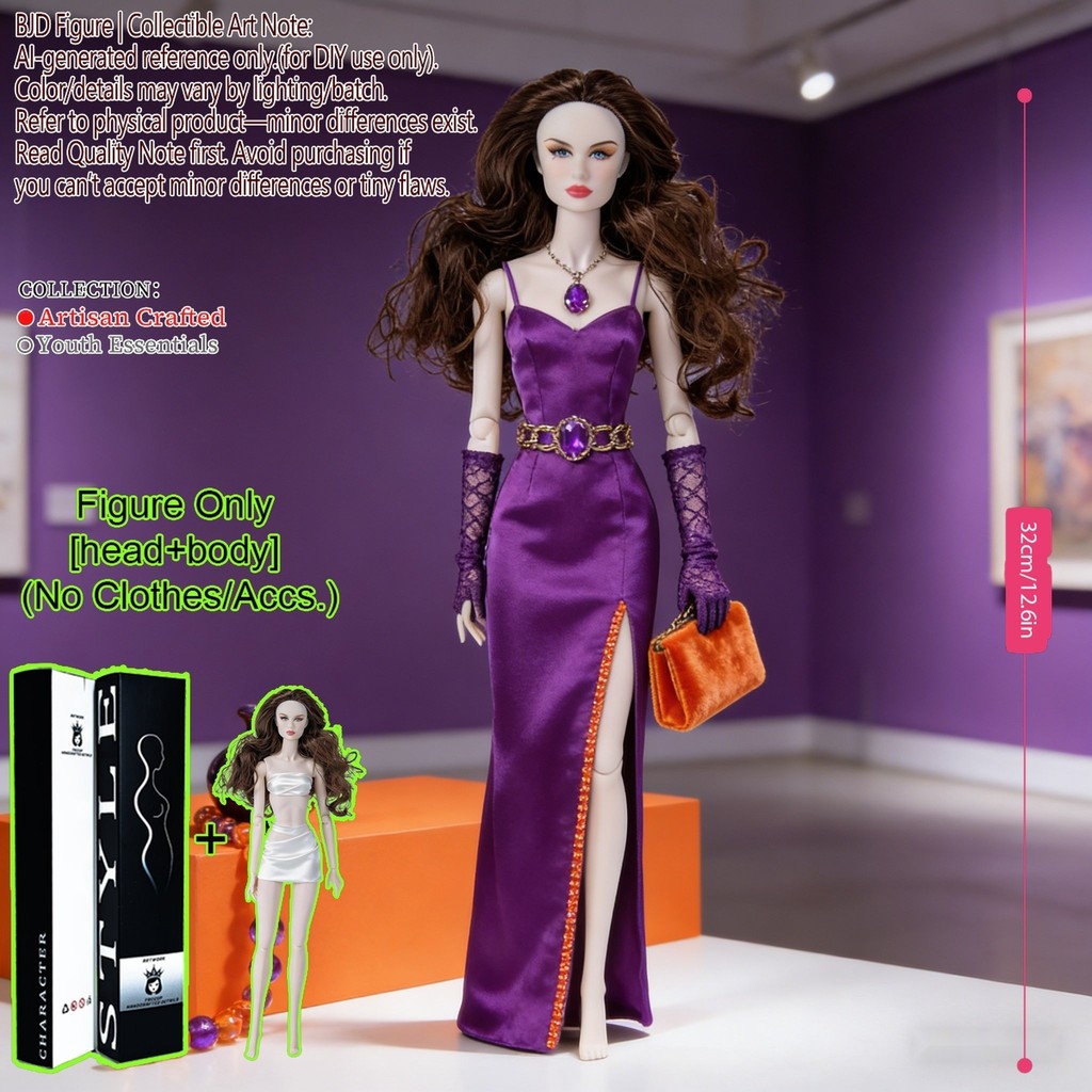 พรีเมี่ยม 12.6in 1/6 12-Articulated BJD - Posable Super Model รูปปั้น, ผิวสมจริง, แต่งหน้า Modifiabl