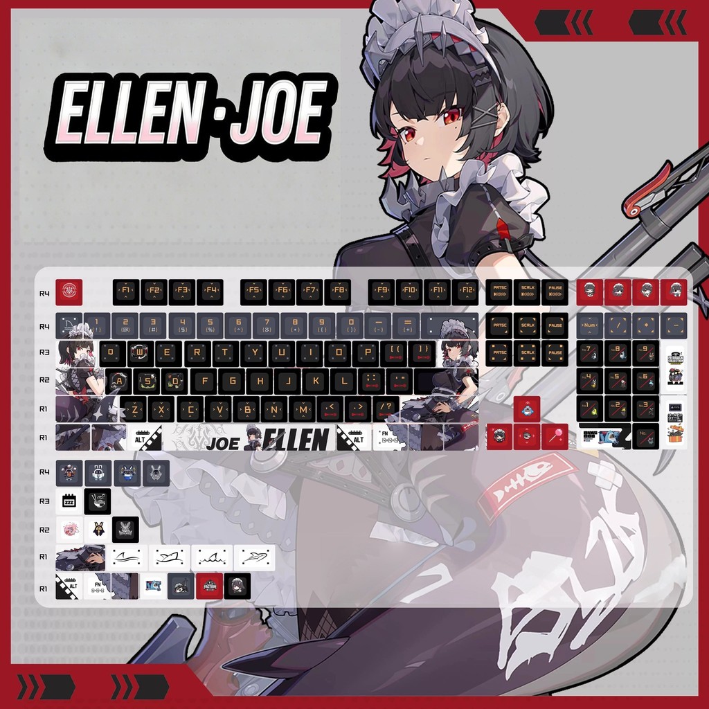 Ellen Joe Keycaps Zenless Zone Zero ZZZ Cherry Profile Dye-Sublimation PBT Keycap สําหรับคีย์บอร์ดแบ