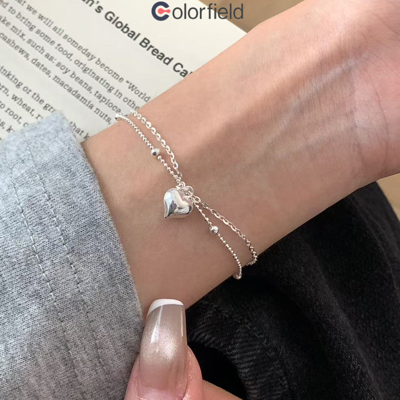 Colorfield กำไลข้อมือสองชั้นรูปหัวใจสำหรับผู้หญิง ดีไซน์เรียบง่าย อ่อนโยน น่ารัก-COD💖 - รูปที่ 3