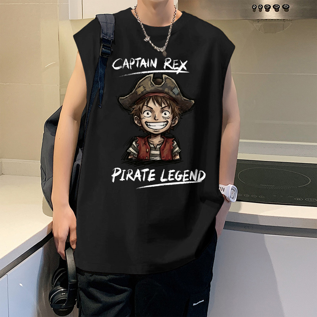Y-T⚡เสื้อแขนกุดผู้ชาย เสื้อแขนกุด ไม่หดตัว สวมใส่สบาย ผ้าฝ้าย100% คอกลม ยูนิเซ็กส์ "วันพีซ" สตรีทสไตล์