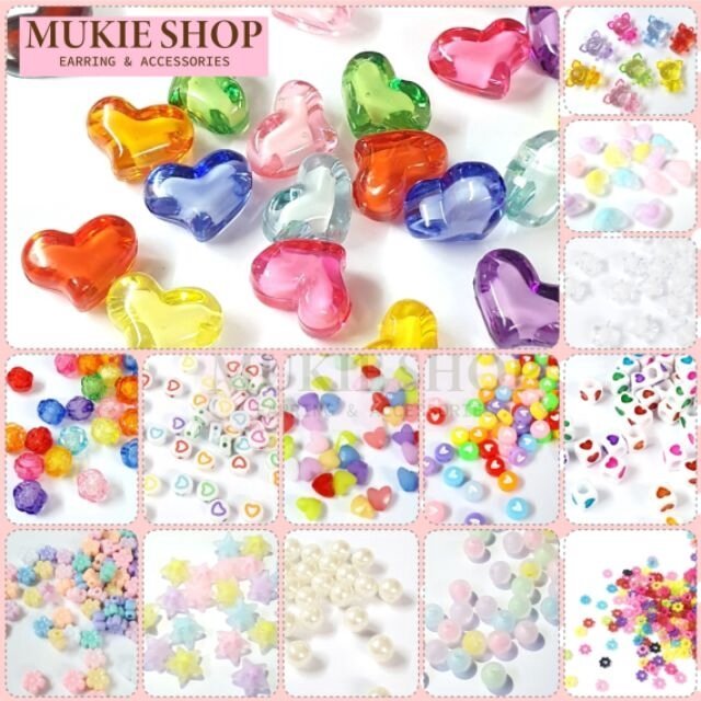 Mukie shop DIY ลูกปัด ลูกปัดคละสี ลูกปัดดอกไม้ V.4 หลายแบบหลายขนาด มุกี้ ช้อป ราคา ถูกที่สุด ดีลบีเคเค แกลเลอรีภาพที่ 2