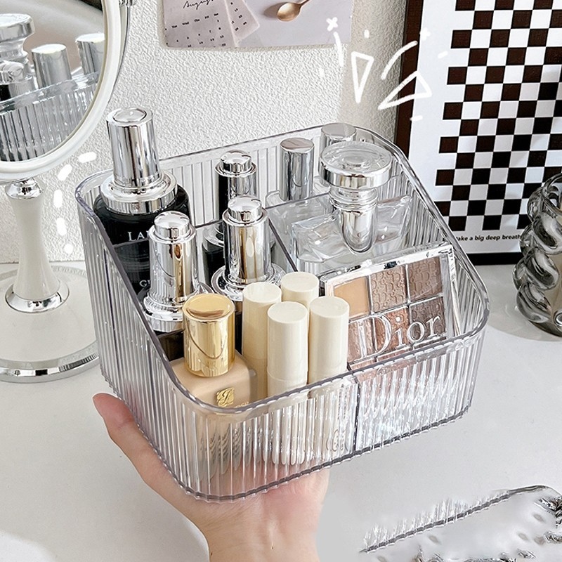 กล่องเก็บของตั้งโต๊ะ เครื่องสำอางเรียบง่าย กล่องเก็บเครื่องสำอาง แบ่งช่อง จัดระเบียบโต๊ะทำงาน สำนักงานนักเรียน - รูปที่ 6