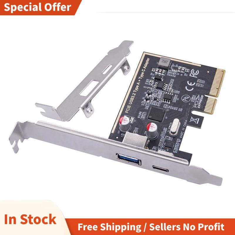 PCIE USB 3.2 GEN2 10G + ประเภท C 10G อะแดปเตอร์ PCI Express X4 การ์ดขยาย Riser ASM1142 ชิปคอนโทรลเลอ