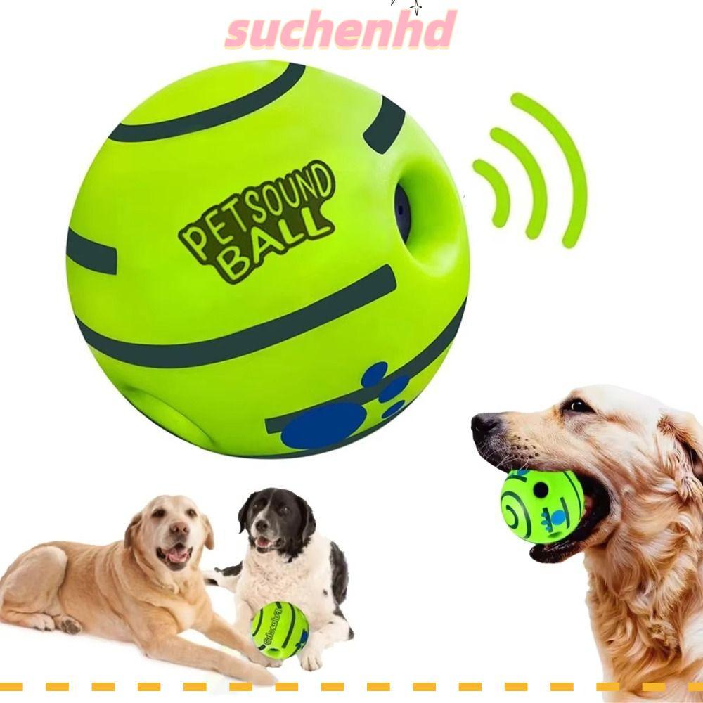 SUCHENHD ของเล่นสุนัข, ปลอดสารพิษสัตว์เลี้ยง Squeakers Wobble Wag Giggle Ball, ม้วนตลก ไม่ต้องใช้แบต