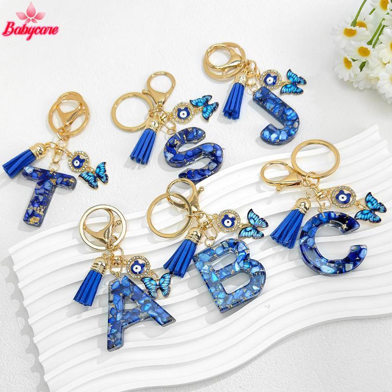 <BYCE-t>แฟชั่นBlue GlazedหินA To Zพวงกุญแจตัวอักษร26เริ่มต้นSelจี้รถพวงกุญแจผู้หญิงเครื่องประดับGIfts - รูปที่ 2