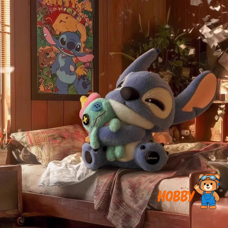 พร้อมสต็อก Stitch Furry Adventure Series Flocking อินเทรนด์เล่น Blind Bag Stitch Blind Box Figure &-