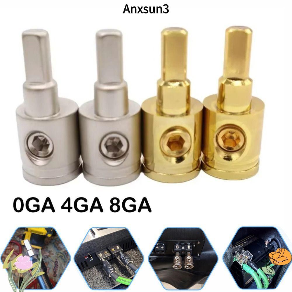ANXSUN3 ขั้วต่อเครื่องเสียงรถยนต์, 0GA 4GA 8GA Gold Silver Car Speaker Wire Terminal, อะแดปเตอร์อินพ