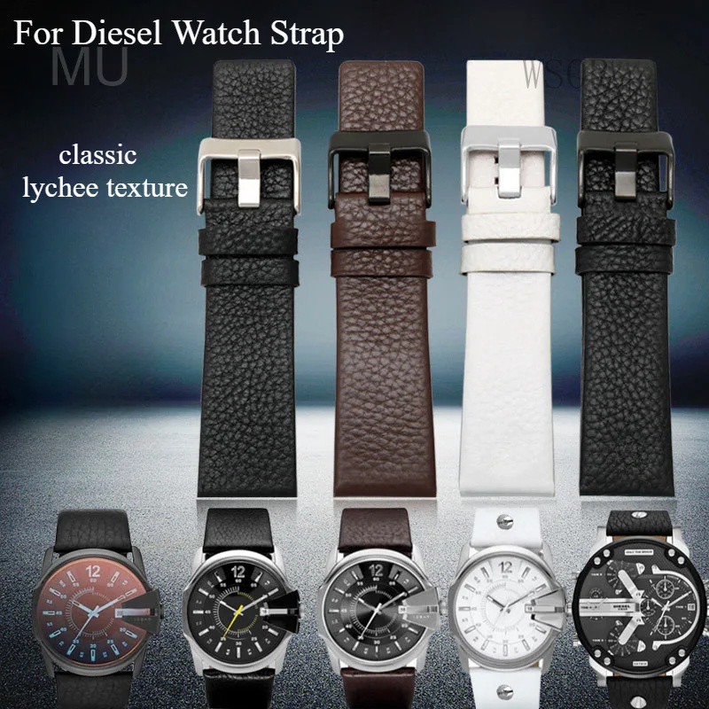 [จัดส่งฟรี] Diesel Dz7257 Dz1657 Dz4323 Dz7314 Dz7313 สาย Chic ทนทาน สายหนังแท้ทนต่อการสึกหรอ 24 26