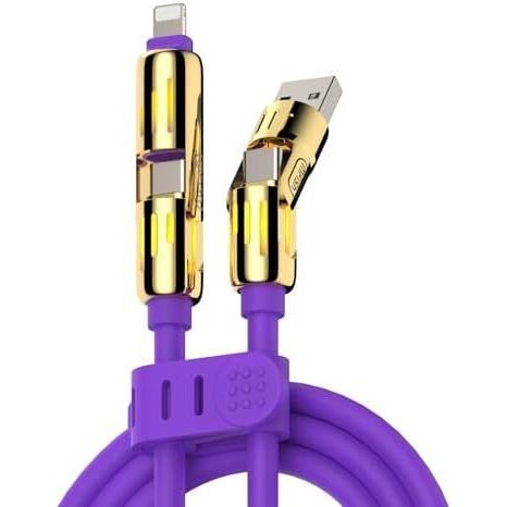 MFish สายชาร์จ USB สากล 4-in-1 พร้อมกระเป๋าถือ – สายไฟชาร์จเร็วสูงสุด 240W, USB-A, Dual USB-C & โคมไ