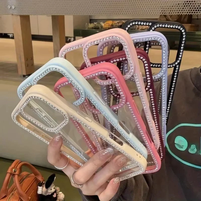 เคสโทรศัพท์ประดับเพชรหรูหรา For iPhone 17 16 Pro Max Bling กรณี ไอโฟน15 14 11 13 12 Pro Max 17 Air ฝาครอบกันกระแทก