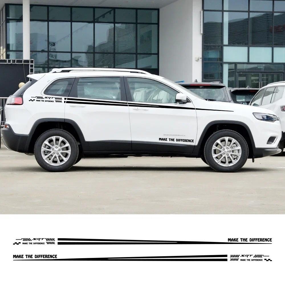 สําหรับ Jeep Cherokee KJ XJ WK2 KL WK ZJ รถเอวสติกเกอร์ Racing กีฬาสไตล์ไวนิลฟิล์ม Decals Auto SUV ป