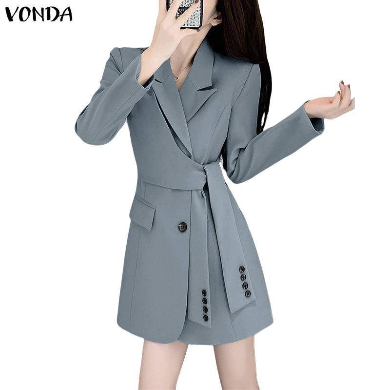 VONDA ชุดสั้นแขนยาวสไตล์เกาหลี เหมาะสำหรับการเดินทาง