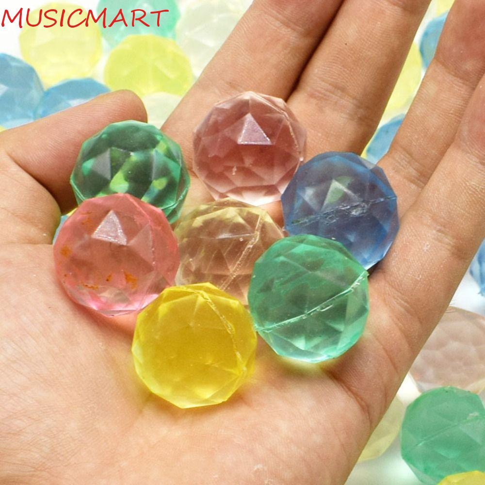 MUSICMART 6 ชิ้น Diamond Bouncy Ball, Bouncy toy Clear Rubber Bouncy Ball, Diamond Shape Ball Rainbo