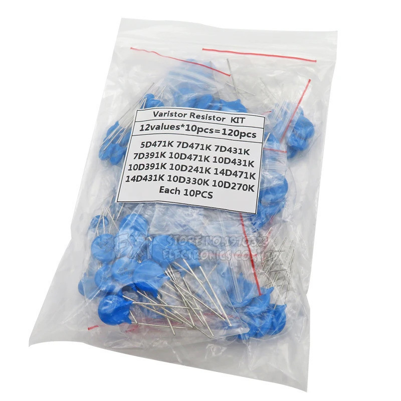 100PCS = 12 ค่า*10PCS Vartor Resistor ชุดสารพัน 5D471K 7D471K 7D431K 7D391K 10D471K 10D431K 10D391K 