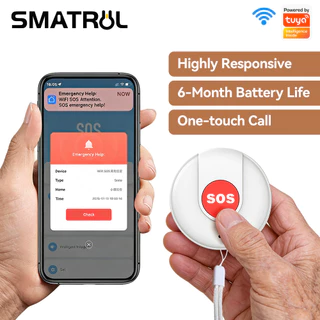 Smatrul Tuya WIFI สมาร์ท SOS ปุ่มโทรเพจเจอร์ไร้สาย, ระบบการโทรอัจฉริยะ, พยาบาลเรียกผู้สูงอายุแจ้งเตือนผู้ป่วยช่วยระบบ Smart Life