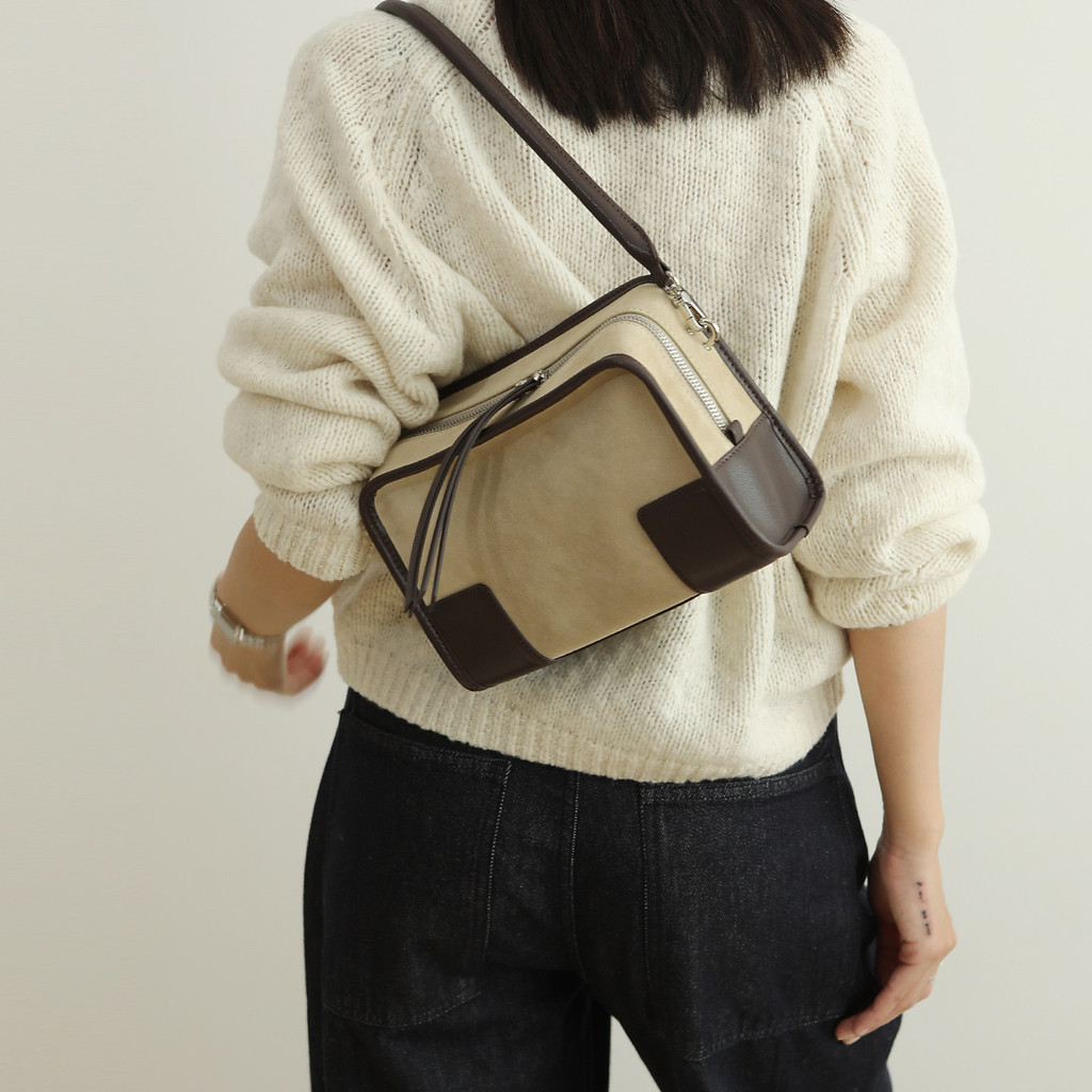 Lune Sac กระเป๋าบาวลิ่งหนังชามัวส์คุณภาพสูงสไตล์วินเทจ กระเป๋าถือสะพายรักแร้สำหรับทำงาน