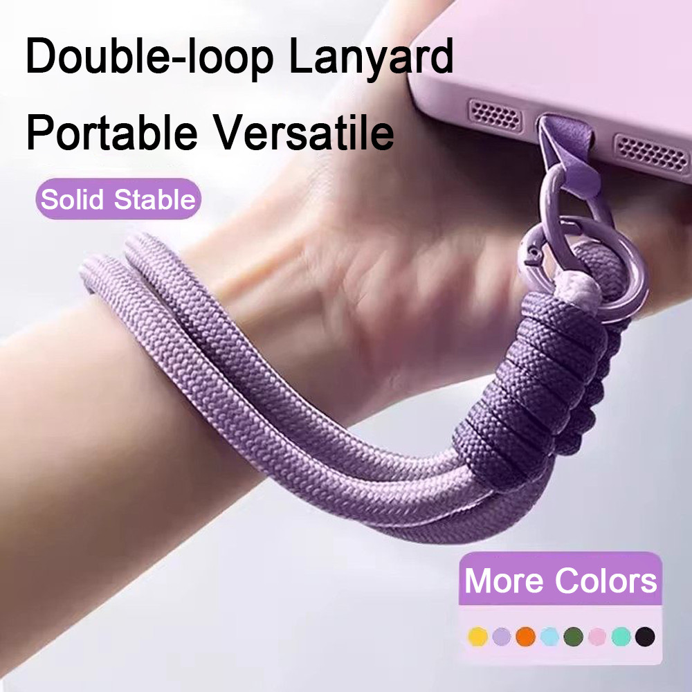 Braided Metal buckle Lanyard สายรัดข้อมือสายโทรศัพท์สําหรับ iPhone Case Lanyard สีม่วง