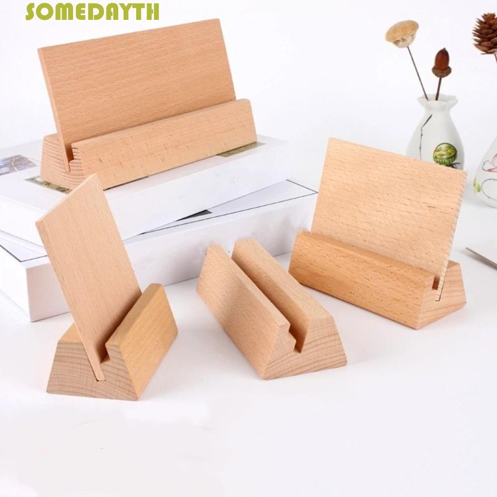 SOMEDAY Card Display Stand, 12-21 CM Natural Wooden Desk Calendar Holder, Photo Display Solid Wood S
