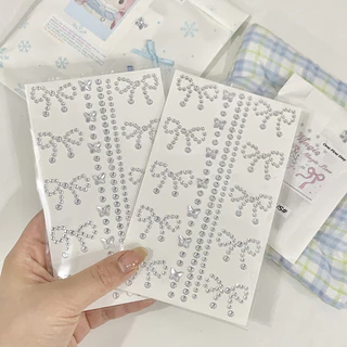 Ins Bowknot Crystal Sticker สติ๊กเกอร์สมุดภาพ DIY บรรจุภัณฑ์ของขวัญ