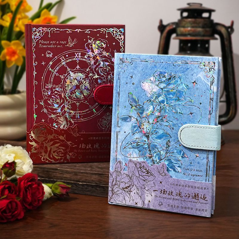 [2.4,000 People Collection] Cover Hot Silver Rose Letter Handbook High-value Creative Notebook Stude
